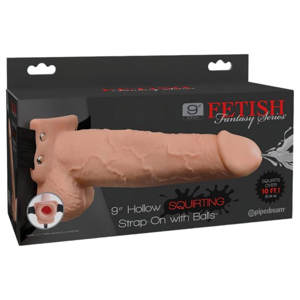 Fetissi Strap-On 9 - Suihkuttava Ontto Dildo (Luonnollinen)