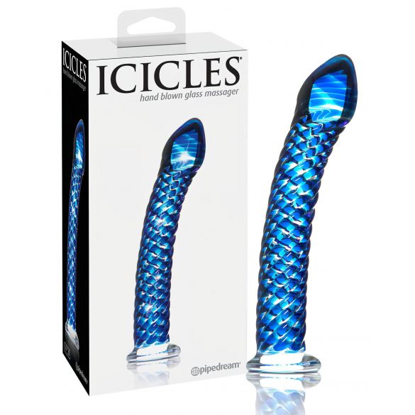 Icicles No. 29 - spiraalimainen lasidildo (sininen)