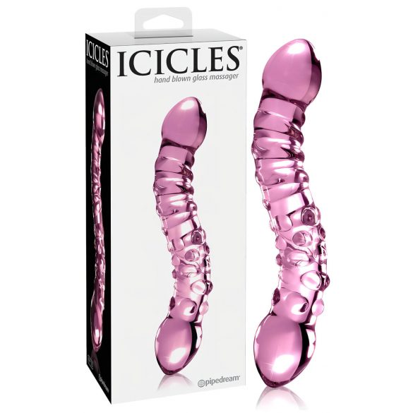 Icicles No. 55 - kaksipäinen G-piste lasidildo (pinkki)