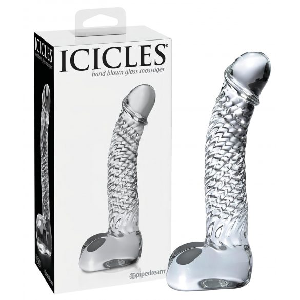 Icicles No. 61 - Rohkea lasidildo kiveksillä (läpinäkyvä)