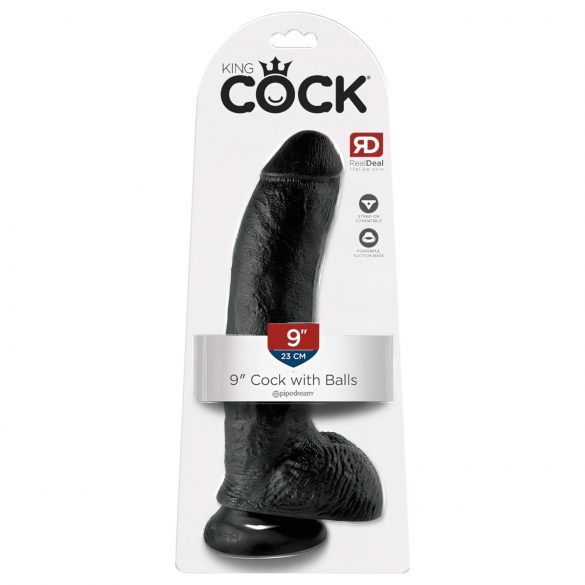 King Cock 9 - iso musta dildo imukupilla (23 cm)