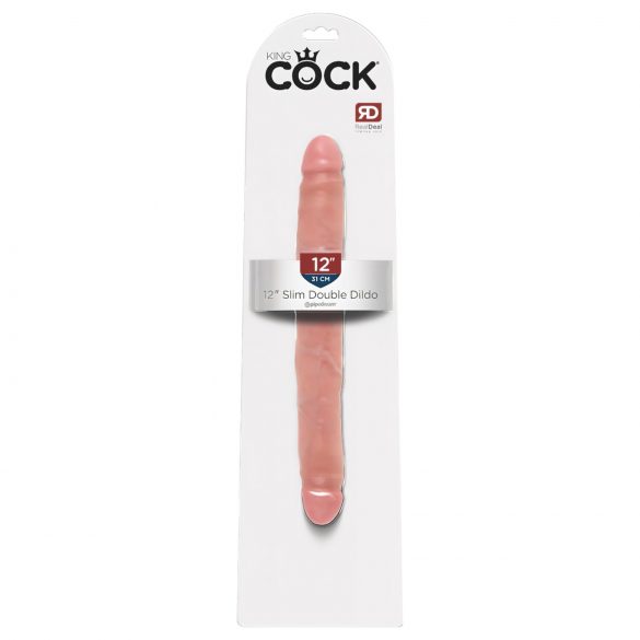 King Cock 12 Slim - aidon tuntuinen tupladildo (31 cm) - luonnollinen