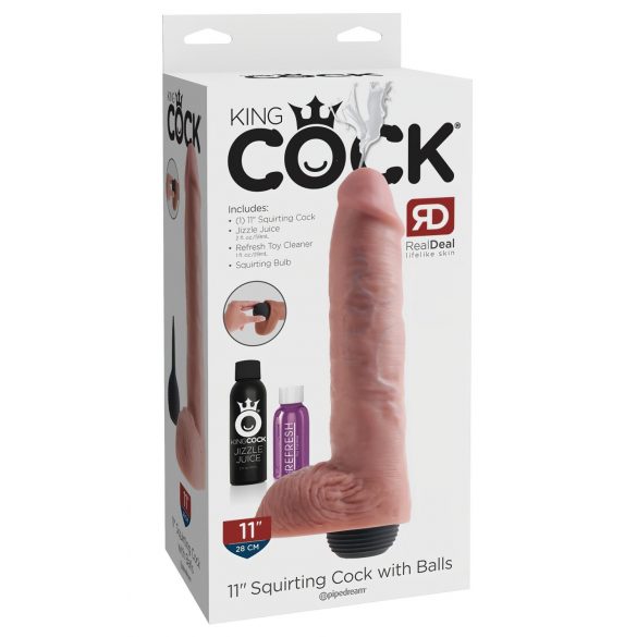 King Cock 11 - aidon tuntuinen suihkutteleva dildo (28cm) - luonnollinen