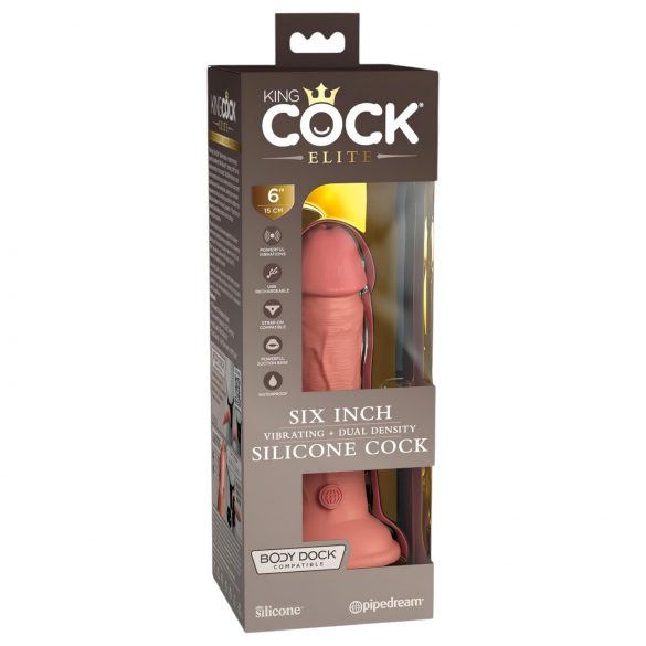 King Cock Elite 6 - aidonnäköinen vibraattori 15cm (tumma luonnonväri)