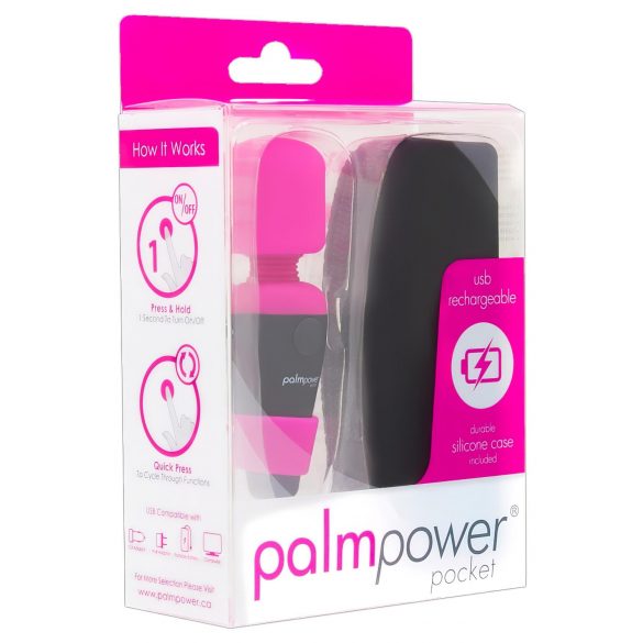 PalmPower Pocket Wand – kompakti vibraattori (pinkki–musta)