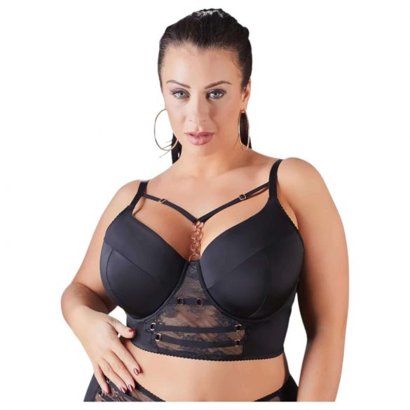 Cottelli Plus Size - Sukkanauhoilla & Pitsinen Rintaliivit (musta) - 95D