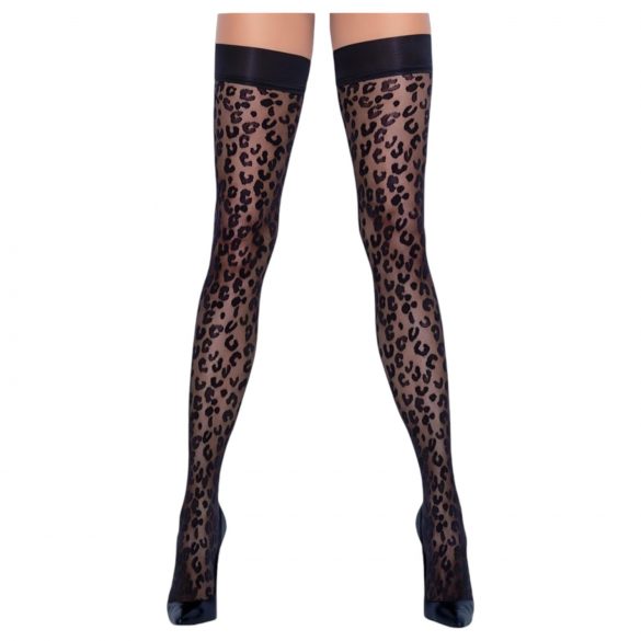 Cottelli Legwear - pantterikuosioinen stay-up (musta) - 3