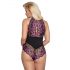 Cottelli Plus Size - kukkiva body (musta-violetti)