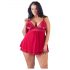 Cottelli Plus Size - pitsinen, kevyt babydoll (punainen)