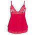 Cottelli Plus Size - pitsinen, kevyt babydoll (punainen) - XL