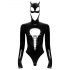 Black Velvet: Batwoman body mustilla hihoilla - L