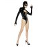 Black Velvet: Batwoman body mustilla hihoilla - XL