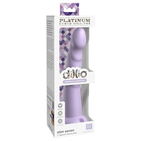 Dillio Slim Seven - Tarttuva pohjainen stimuloiva dildo (20cm) - violetti