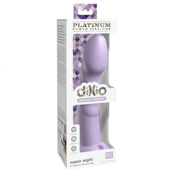 Dillio Super Eight - Imukupilla varustettu silikonidildo (21 cm) - violetti