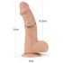 Lovetoy Real Extreme - Imitoitu Testikseillä Varustettu Dildo, Imupohja, 23 cm (Luonnonväri)