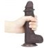 Lovetoy Sliding-Skin - kaksikerroksinen dildo - 18 cm (ruskea)