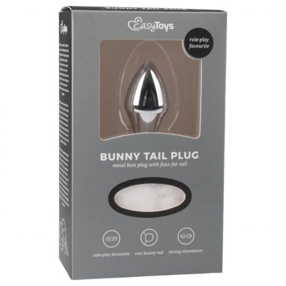 Easytoys Bunny NO1 - metallinen pupuhäntä anustappi (hopea-valkoinen)