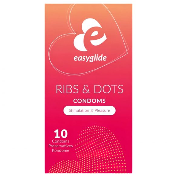 EasyGlide Ribs & Dots - nystykuvioitu kondomi (10kpl)